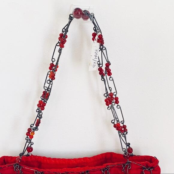 Eye Ful Bag Handbag Purse Red Metal Beaded Holiday Party Dressy Handbag NEW - Picture 4 of 16